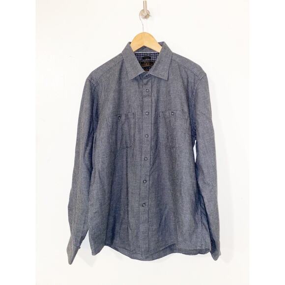 Jos A. Bank Men Dark Gray Button Up Tailored Fit Dress Shirt Size XL - Picture 1 of 6